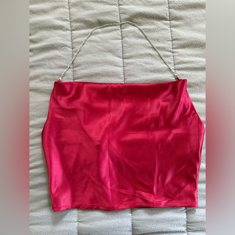 SHEIN Red Satin Crop Top